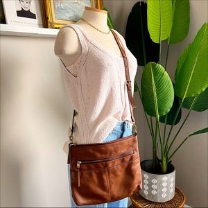 FOSSIL brown leather crossbody handbag